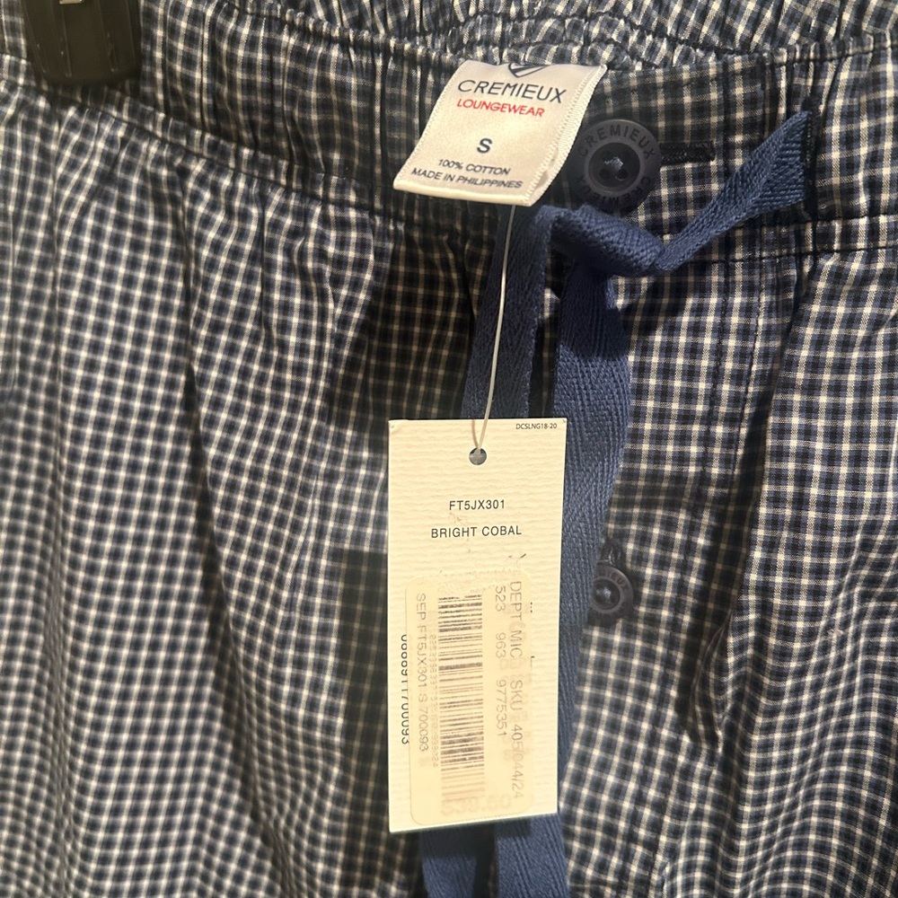 Daniel Cremieux Blue and White Plaid Lounge Pants Size Small NWT - Picture 4 of 4